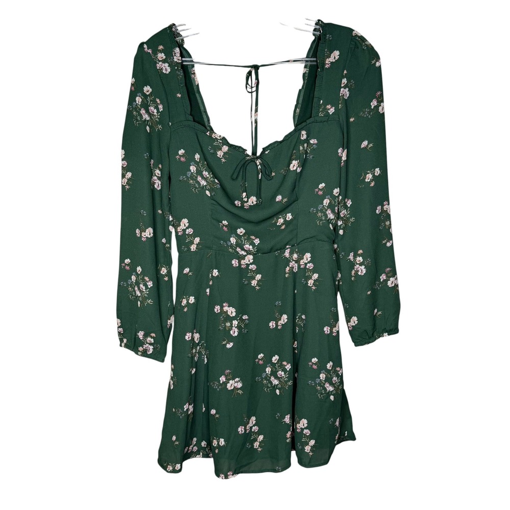 ABERCROMBIE & FITCH A&F Mini Dress Green Floral Smocked Women's Size XS